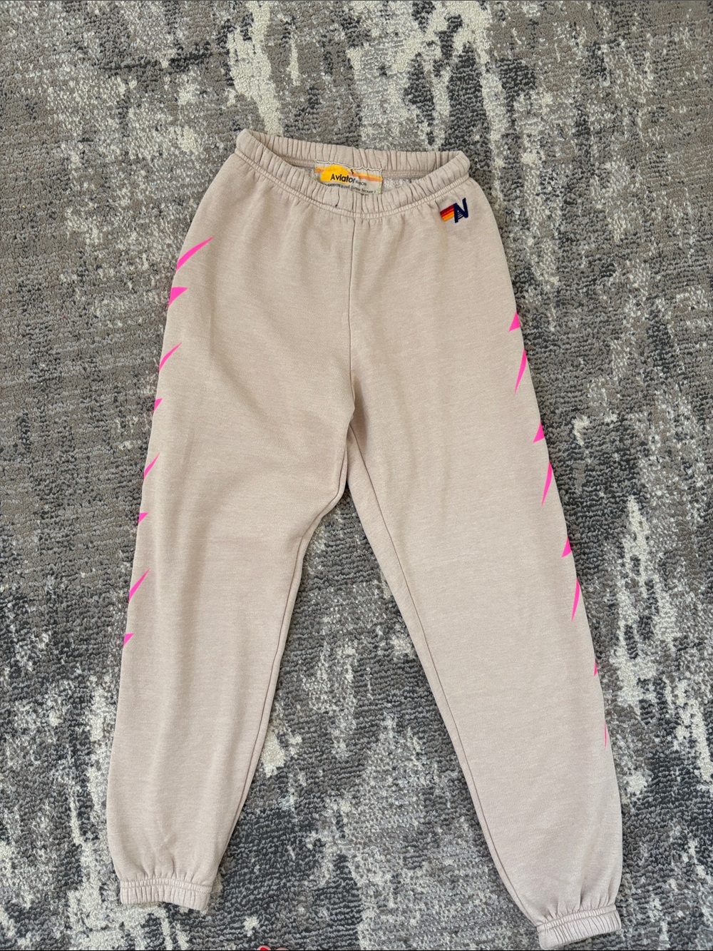 Aviator Nation Sweatpants with Neon Pink Bolt